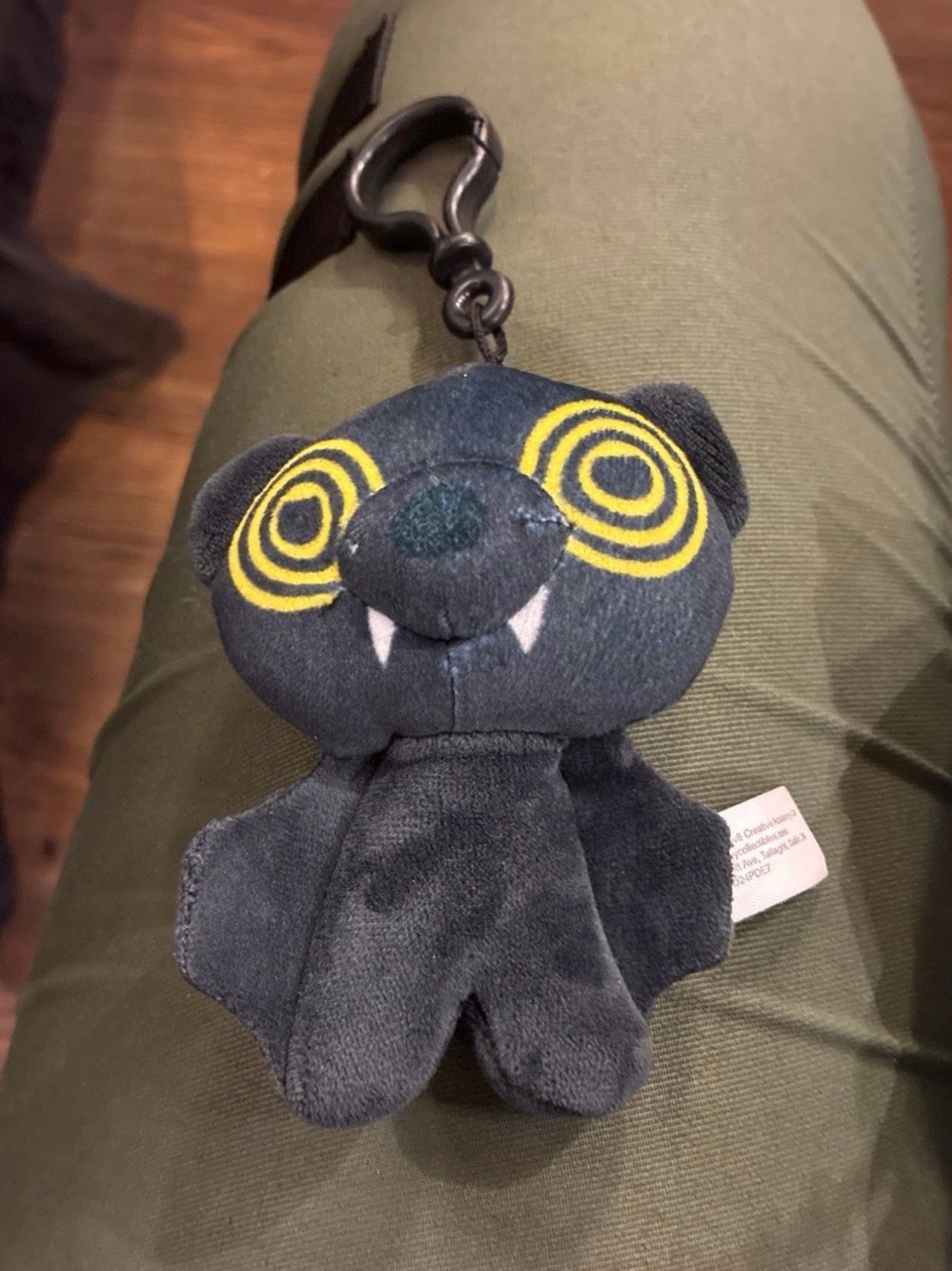 Plush Bat Keychain - Dark Gray with Yellow Accent